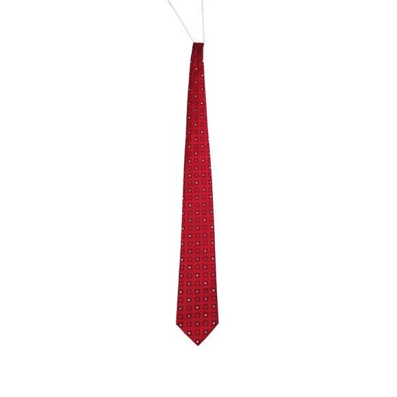 MICHAEL MICHAEL KORS 100% Silk Tie Red Stripe Geometric Square Classic - Picture 2 of 9